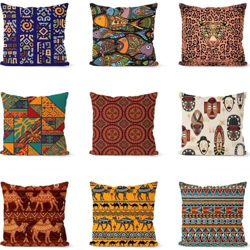 Tribal Pattern Throw Pillow Case Geometry Ethnic Africa Elements Cushion Covers for Home Sofa Chair Decorative Pillowcases