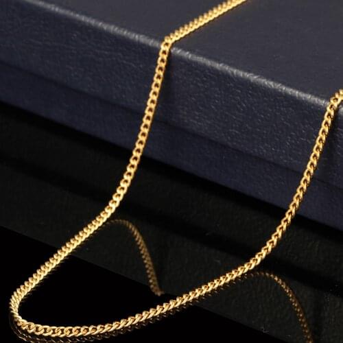 Simple Temperament Jewelry Yellow Gold Filled Womens Cuban Chain Necklace