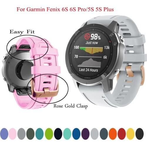 20mm Watchband Straps For Garmin Fenix 6S 6SPro Watch Quick Release Silicone Easy Fit Wriststrap Bands Fenix 5S/5S Plus Bracelet