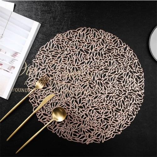 Nordic golden heat insulation non-slip pvc hollow decoration living room kitchen placemat coaster hot stamping
