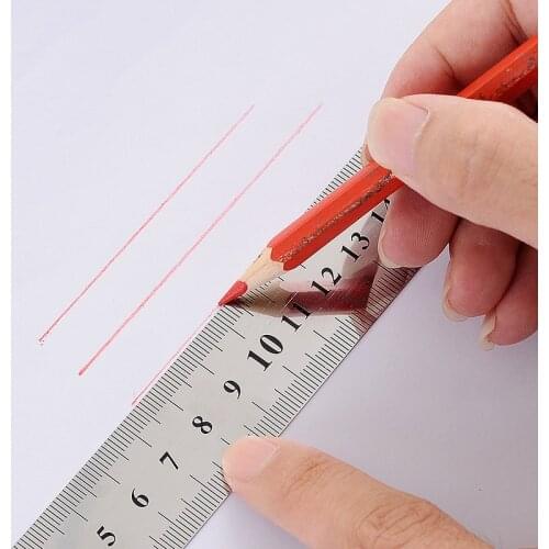 Thick Stainless Steel Straight Ruler 15-30cm Double Sided Ruler Scale Precision Measuring Tool School Office Supplies Stationery