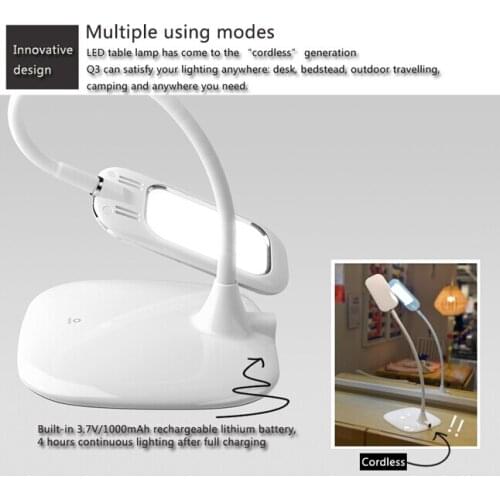 [Seven Neon]6sets ultral slim 26pcs 5W high bright SMD 3528LED 3color temperature dimmable rechargeable flexible table lamp