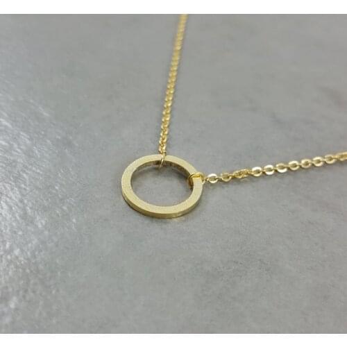 Minimalist Infinity Karma Circle Pendant Necklace Rose Gold Color Clavicle Chain Eternity Round Collar Necklace Women Jewelry