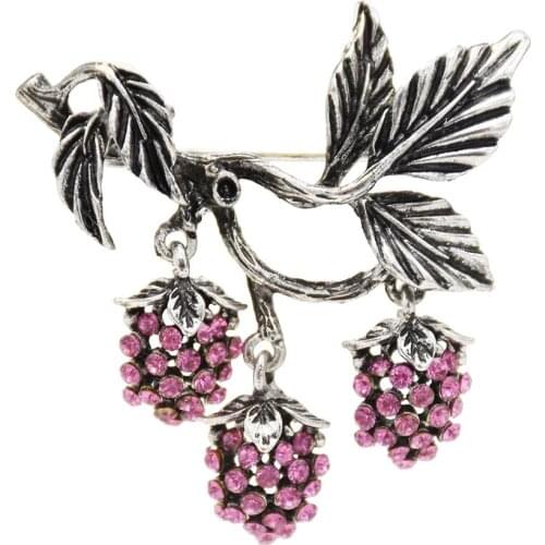 Vintage Gold Metal Creative Rhinestone Grape Brooches for Women Cute Fruit Corsage Pin Party Accessories Fashion Jewelry