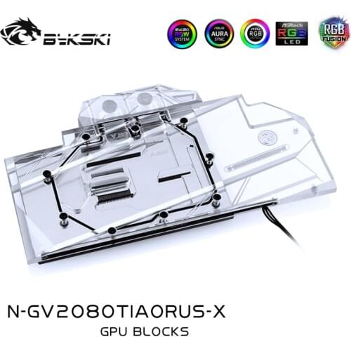 Bykski Water Block use for GIGABYTE AORUS GeForce RTX2080TI 11G / Full Cover Copper Radiator Block / RGB Light support AURA SYNC