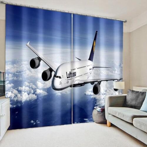 High quality custom 3d curtain fabric blue sky fly curtain 3D Window Curtain For Living Room Decoration curtains