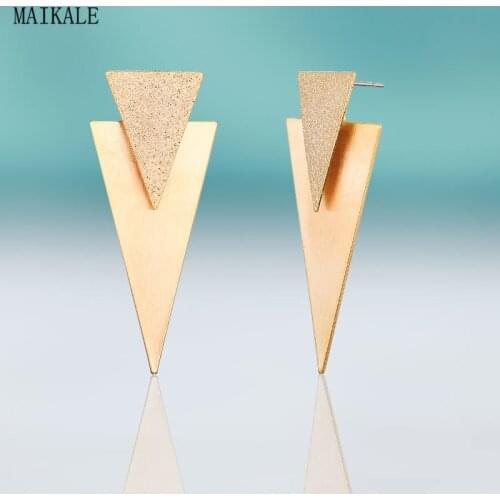 MAIKALE Trendy Drop Earrings for Women Geometric Triangle Metal Earring Simple Gold Silver Color Alloy Earing Jewelry Pendientes