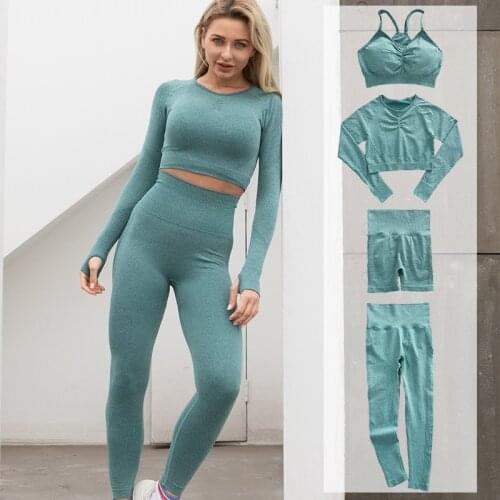 Yoga Clothing Set Sports Suit Women Sportswear Yoga Outfit Fitness Set Athletic Wear Gym Seamless Workout Clothes 2/3/4pcs Set