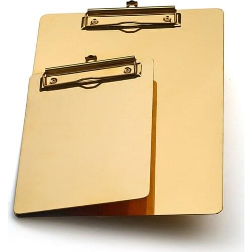 Golden Clipboard Tablet Metal Paper Storage Clips File Bill Docs Organizer Nordic Home Office Stainless Steel Table Decoration