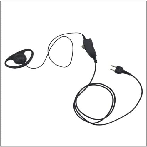 1-Wired D-ring Earpiece with Switch PTT 2-PIN S Plug for ICOM F3 F4 F10 F20 IC-V8 IC-V80 IC-V85 Cobra Ham Radio