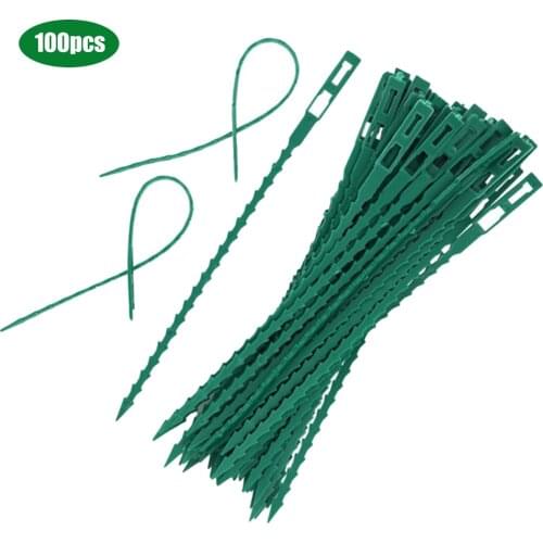 100PCS/lot Cable Tie Vine Climbing Plant Fixed Buckles Home Reusable Fish Bone Cables #W0