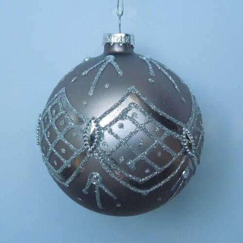 12pcs/pack Diameter=8cm Silver Powder Handmade Glass Ball Christmas Day Decoration Hanging Globe Festival Friend Gift Pendant