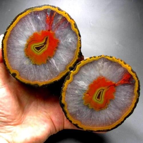 1533g Pair of Unpolished Achat Agate Thunderegg Half Geode - crystals and stones healing Mineral specimen Home Decor L0194