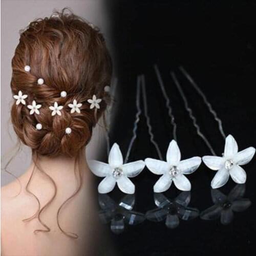 20PCS New Wedding Accessories Crystal Rhinestone Flower Hair U Shape Hairpin Bridal Barrettes Hairwear Jewelry Hair Accessories