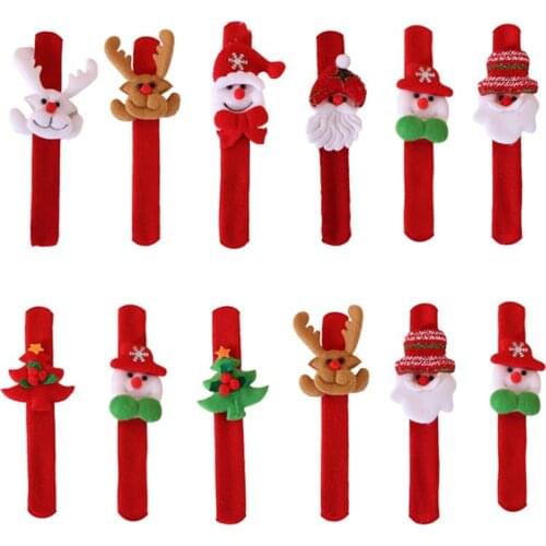 2020 Christmas pop ring Santa Claus wrist decoration childrens toy Pat ring Christmas wedding decorations (Random Color)