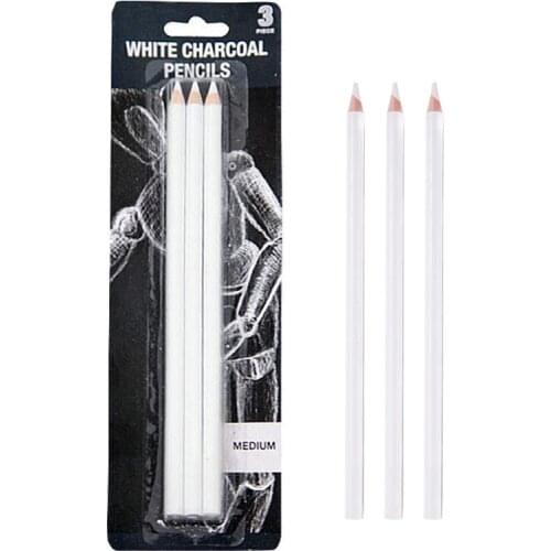 3 Pcs/Set White Charcoal Pencils Standard Special Sketch Drawing Pens for Painter Painting Art Stationery Student Supplies