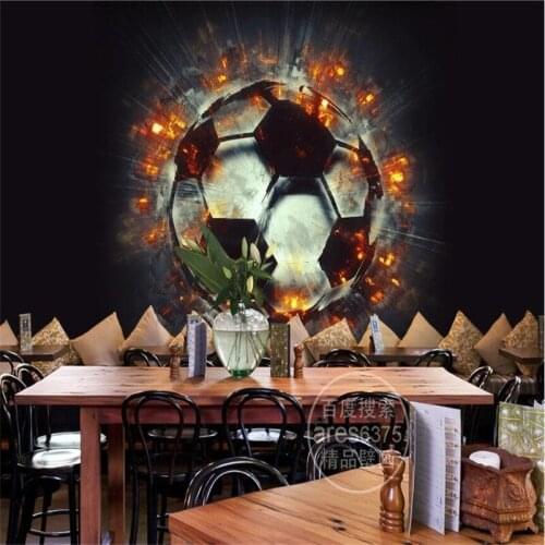 Custom 3D Flame Football Photo Poster Wall Painting Restaurant KTV Bar Club Living Room Background Decor Mural Wallpaper 3D