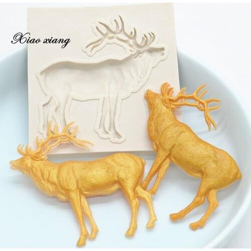 3D Christmas Deer Silicone Mold For Baking Fondant Chocolate Resin Sugarcraft Mould Pastry Cupcake Cake Decorating Kitchen Tools