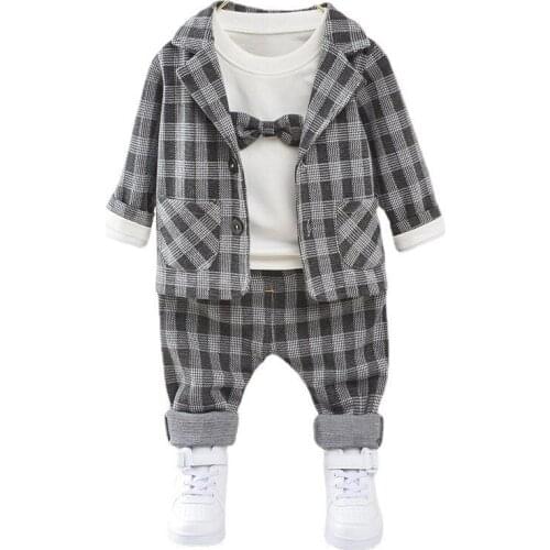 Spring Autumn Boys Clothes Children Gentleman Costume Baby Coat T Shirt Pants 3Pcs/sets Infant Casual Clothing Kids Sportswear