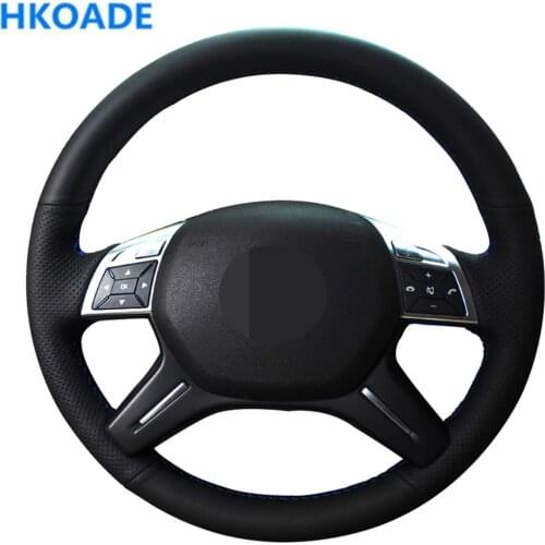 DIY Hand-stitched Black Artificial Leather Steering Wheel Cover For Mercedes Benz C180 C200 C260 E200 E260 ML320 ML360 ML400