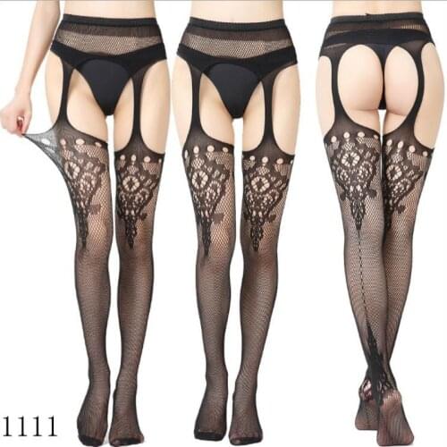 Womens Sexy Solid Striped Elastic High Waist Transparent Stockings Lingerie Garter Fishnet Pantyhose Open Crotch Tights