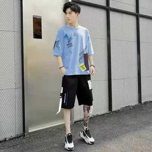 Summer Mens Sets 2PCS Short Sleeve T-Shirts And Shorts Sportswear Casual Sweat Suits For Male Cargo Tracksuits Streetwear