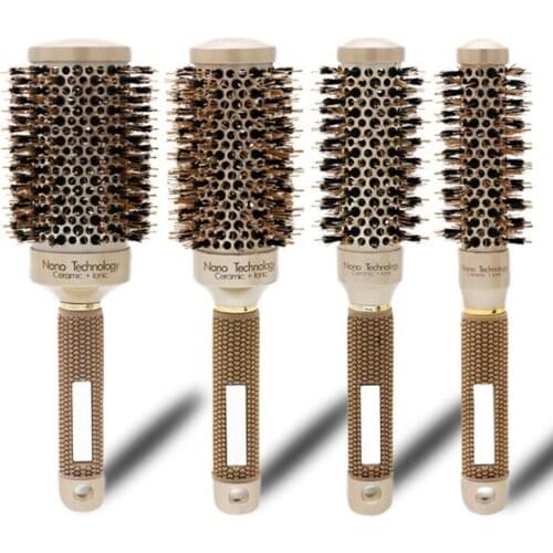 Nano Technology Ceramic Ionic Hair Round Brush Bristle Antistatic Heat Resistant Hair Curling Brushes Wig combs