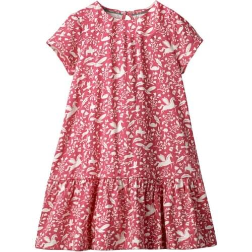Girls Summer Dress Bird Print 2019 Summer Kids Dresses Clothes Infant Applique Children Princess Unicorn Party Dress vestido