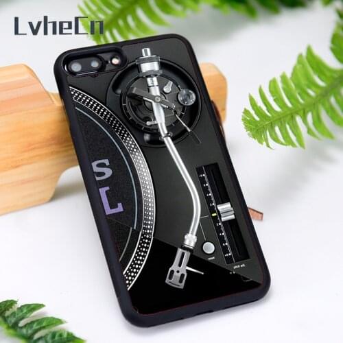 LvheCn Silicone Rubber Phone Case Cover for iPhone 6 6S 7 8 Plus X XS XR 11 12 Mini Pro Max Retro Technics Turntables DJ