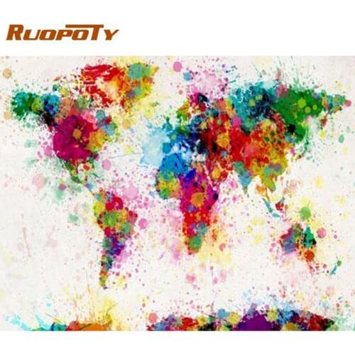 RUOPOTY Diy Framed Oil Painting By Numbers Colorful Abstract Picture By Number Hand Painted Acrylic Paint On Canvas Room Craft