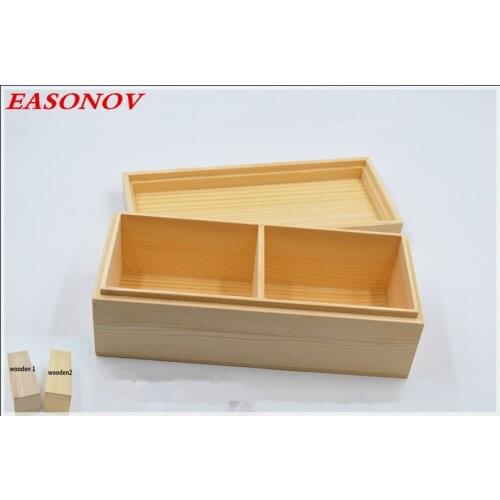 New 2 grid wooden box pine/paulownia tea packaging box wooden tea box gift box wooden box can customized