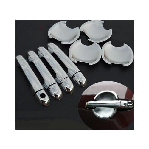 New CHROME CAR DOOR HANDLE COVER TRIM MOLDING + Cup Bowl Cover Trim For Kia Forte Kia Cerato 2009 2010 2011 2012 Free Shipping