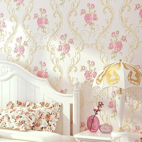 Beibehang Warm garden non-woven wallpaper 3D stereo European flower living room bedroom wallpaper pressure thickening