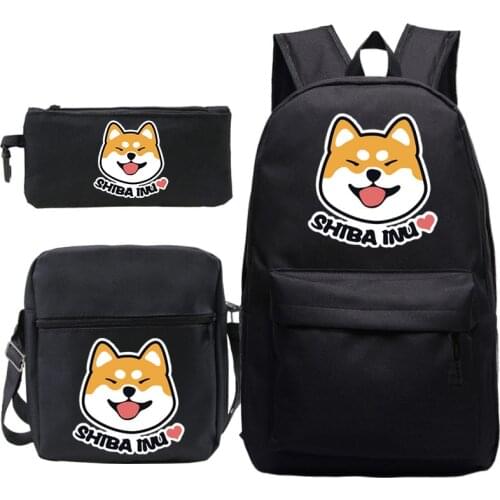 Shiba Inu Backpack For Boys Girls School Bags Men Women Laptop Rucksack for Teens 3 Pcs/Set Book Knapsack School Gift Mochilas