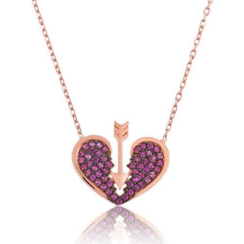Silverlina Sterling Silver Heart Arrow Lady Necklace