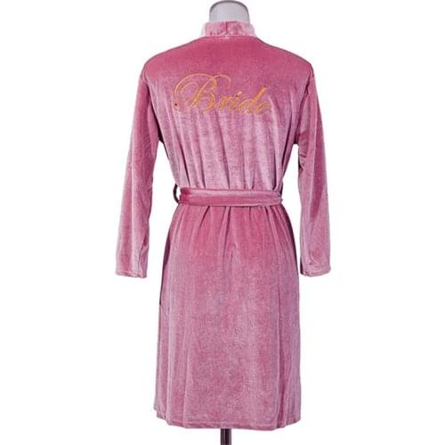 Silky Sleep Robe Sexy Woman Velour Kimono Sleepwear Nightdress Bathrobe Winter Bride Bridesmaid Nightgown Bath Gown Sleepshirts