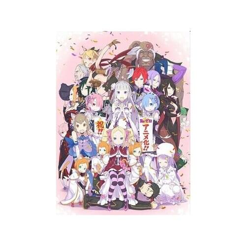 Anime Re:zero kara hajimeru isekai seikatsu Rem Ram Emilia Art Print Silk Poster Home Wall Decor 24x36inch
