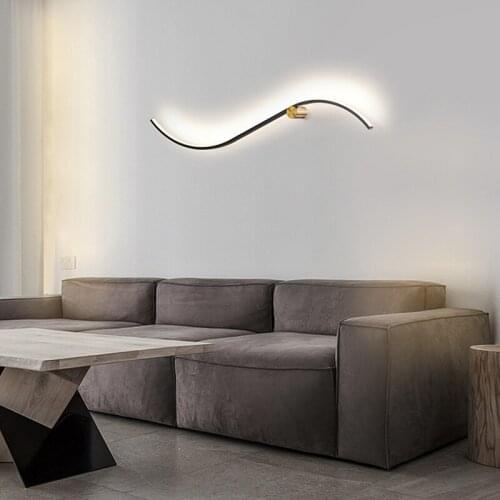 Nordic Minimalist LED Linear Wall Light Fitting Black Modern Metal Wall Lamps for Bedroom Living Room Bathroom Indoor Home Decor