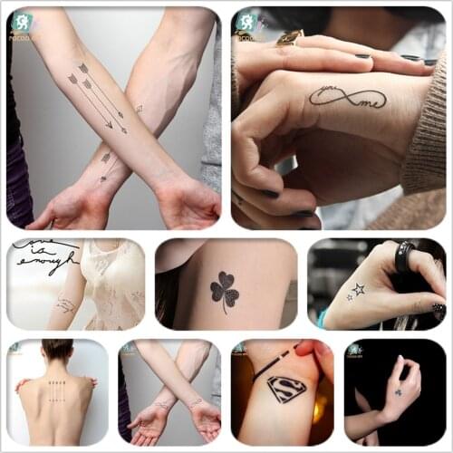 Mixed 8 SheetsTattoo Designs Black Tatoo Fake Body Temporary Tattoos Arab Letter Star Arrow Cat Infinity Tattoo Design