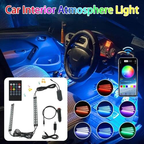 Car LED Strip Light Under Dash Lighting 48LED Car Mood Lights Multicolor RGB Music Car Interior Atmosphere Light for Car TV Home