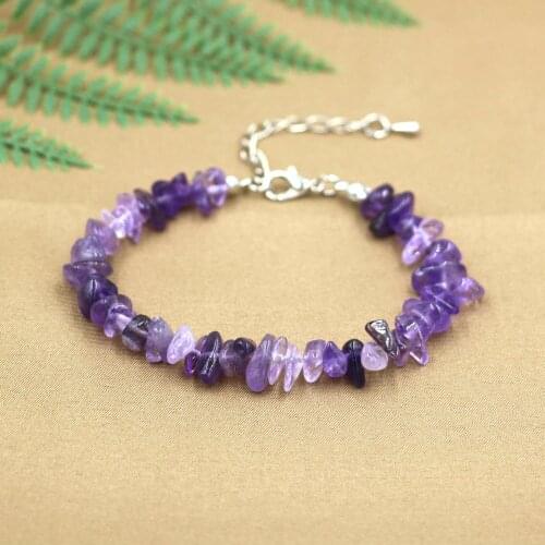 Top Grade Natural Amethyst Beads Bracelets For Women Crystal Chip Stone Bracelet Healing Energy Chakra Bracelet Handmade Jewelry