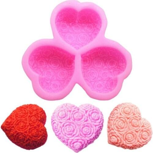 Heart Shaped Love Rose Silicone Molds Handmade Soap Mold Molde De Silicone Fondant Cake Tools
