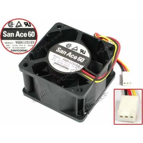 SANYO DENKI 9G0612S103 DC 12V 1.36A 60x60x38mm Server Cooling Fan