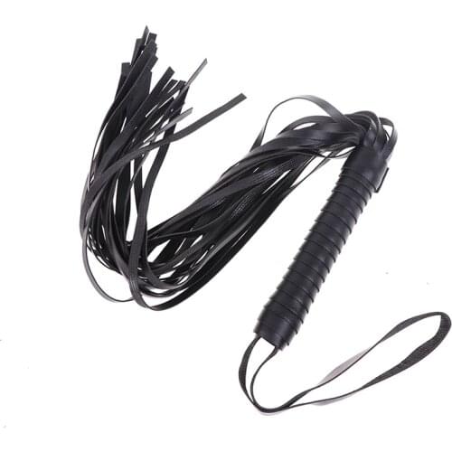 High Quality Pu Leather Pimp Whip Racing Riding Crop Party Flogger Hand Cuffs Queen Black Horse Riding Whip 1pcs