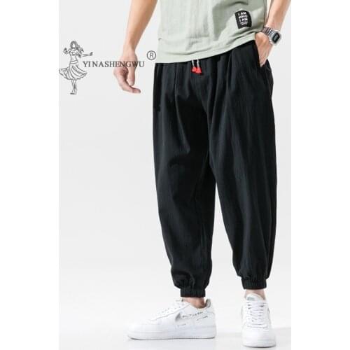 Japanese Kimono Casual Pants Loose Harajuku Trousers Japan Men Traditional Embroidered Asian Clothing Yukata Style Harem Costume