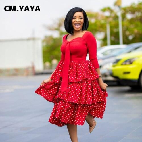 CM.YAYA Women Dress Patchwork Full Sleeve V-neck Mid Calf Length Bud Dresses Office Lady High Street Elegant Dress Spring Outfit
