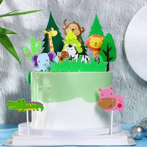1set Bake cake decoration 7style small animal cartoon giraffe elephant lion dessert table birthday cake decoration