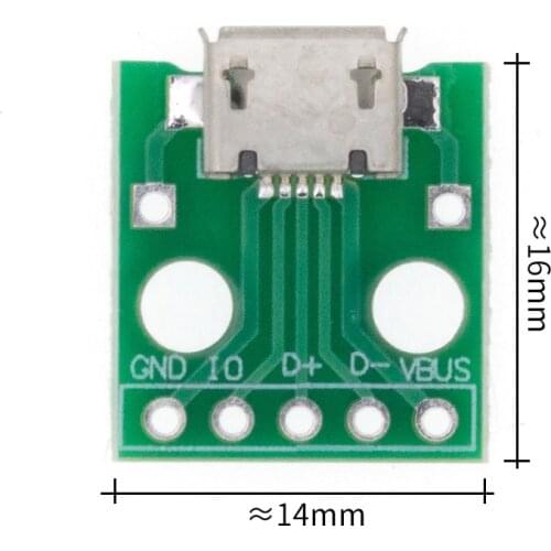 10pcs MICRO USB to DIP Adapter 5pin female connector B type pcb converter pinboard 2.54