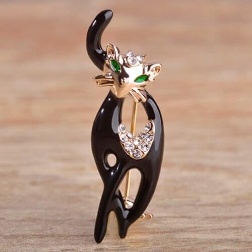 12pcs/lot Wholesale Enamel Cat Animal Brooch For women Statement Punk Hijab Accessories Perfect Antique silver brooches Bijoux