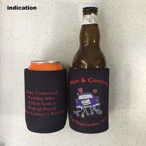 150pcs/lot Stubby Holder With Customized LOGO/Pattern Printed Neoprene Beer Can Coolers For Wedding Resturant Bar Food Wine Cans
